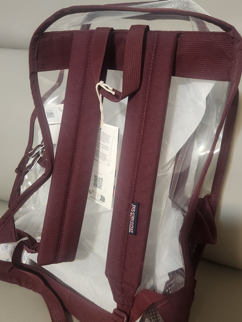 Jansport Transparent Clear Cherry Red Backpack NEW - Picture 4 of 7